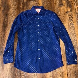 Original Penguin Heritage Button Down Shirt Adult Blue Polka Dot Size 15- 32/33